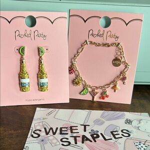 Packed Party Gold and Green Charm Jewelry Set